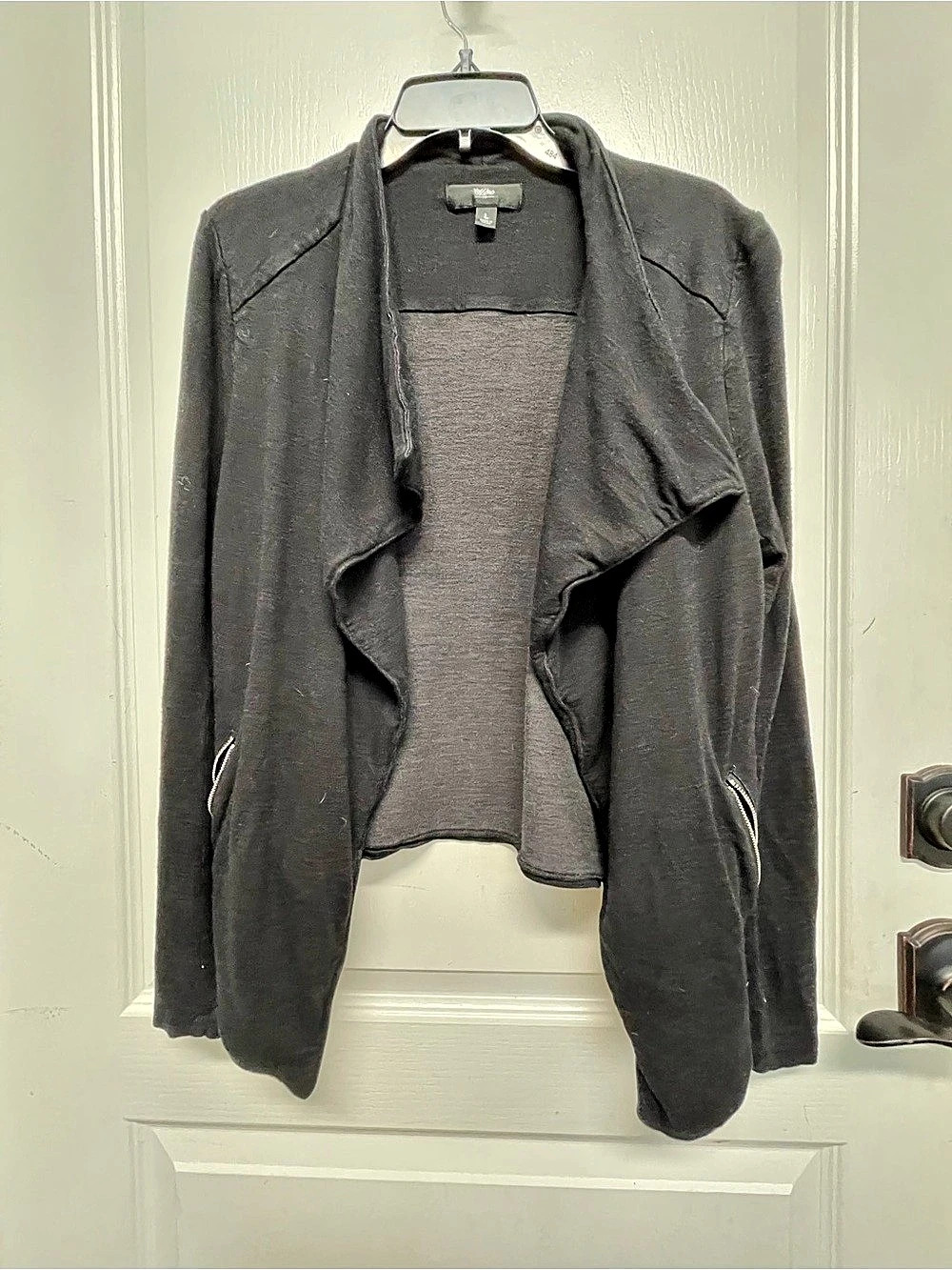 Mossimo Draped Open Front Cardigan in Black Size Large